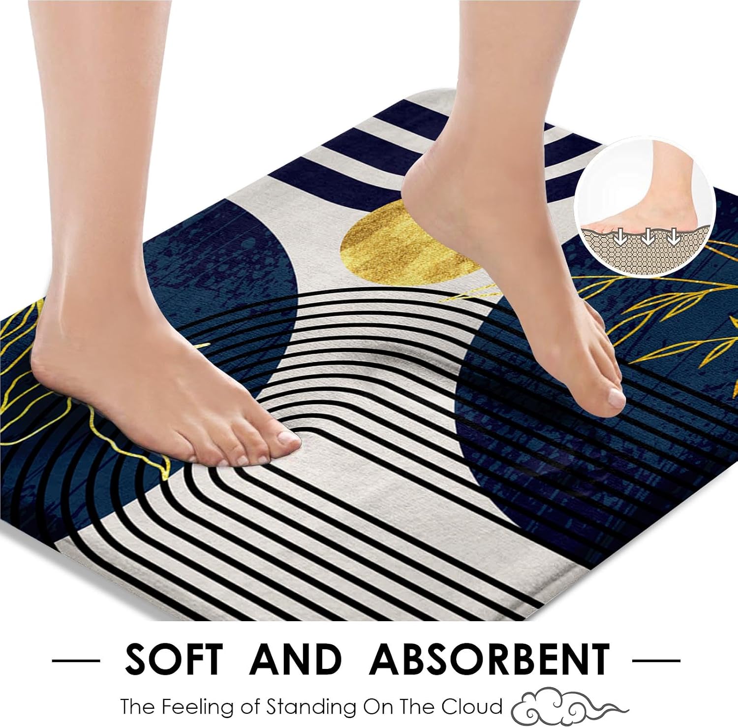 Aldernest Bathroom Sets with Shower Curtain and Rugs Boho Set of 4 Geometric, 1.4 pounds, 72"W x 72"L (Pack of 4), Vintage Blue
