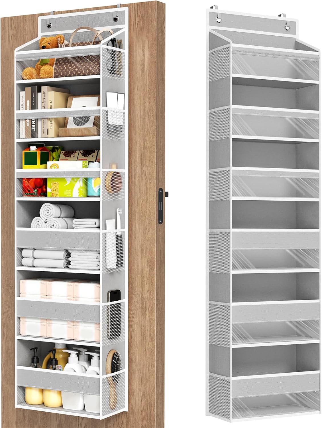Barleyfield 6 Tiers Over The Door Organizer, Behind The Door Storage Hanging Shelves, 1.12 kg, Grey