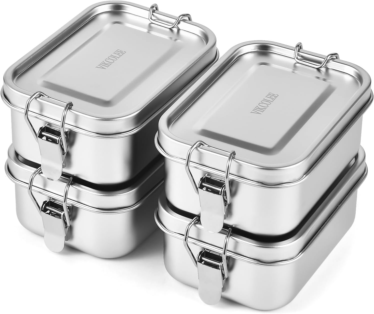 Ashenby 4 PCS Stainless Steel Bento Box 550ml, Metal Lunch Box Food Containers, 0.82 kg
