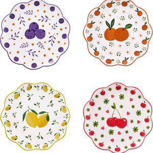 Aldernest Fruit Pop Scalloped Salad Plates Set of 4, 2.09 kg, Medium
