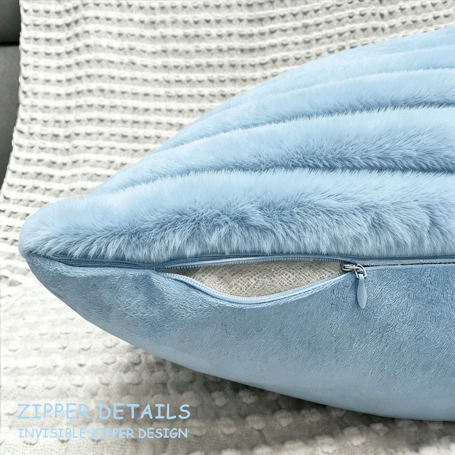 Aldernest 2 Pack 24x24 Pillow Cover Velvet Pillow Covers, Light Blue