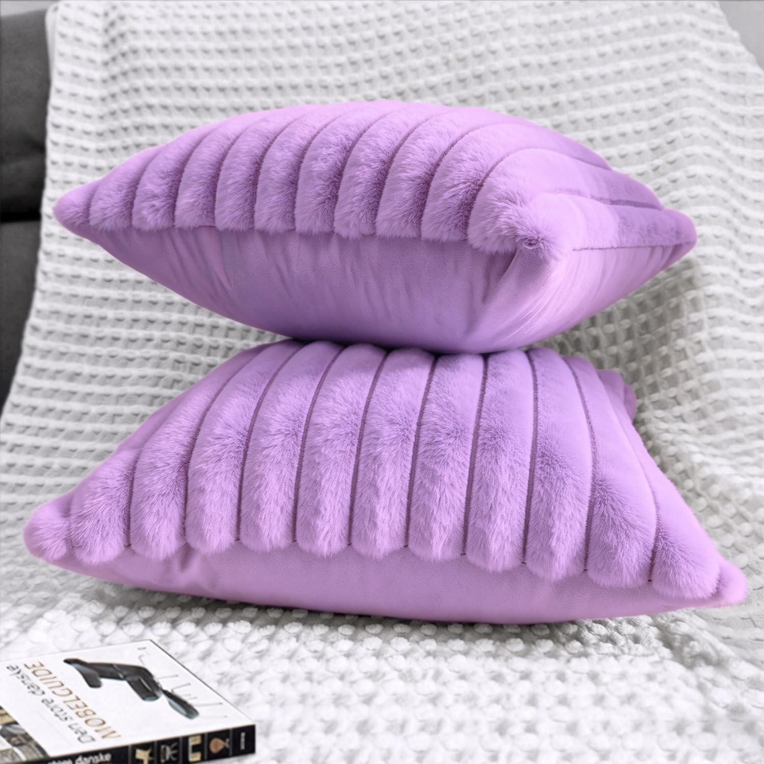 Aldernest 2 Pack 22x22 Pillow Cover Velvet Pillow Covers, Violet