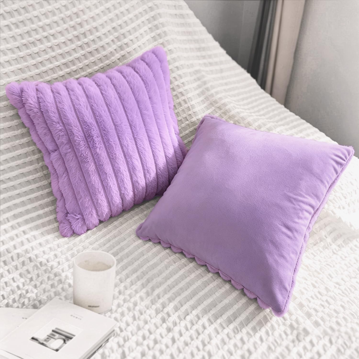 Aldernest 2 Pack 22x22 Pillow Cover Velvet Pillow Covers, Violet