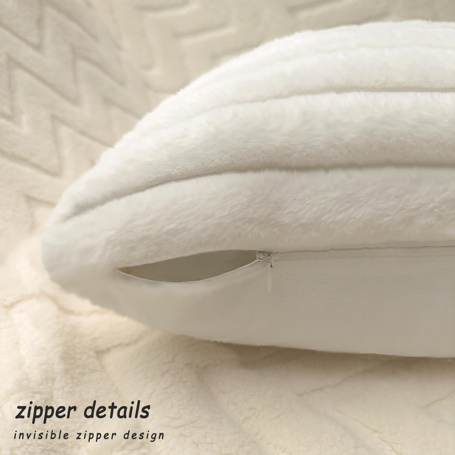 Aldernest 2 Pack 22x22 Pillow Cover Velvet Pillow Covers, White