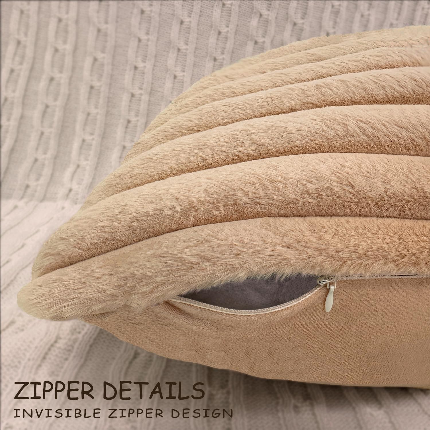 Aldernest 2 Pack 22x22 Pillow Cover Velvet Pillow Covers, Khaki