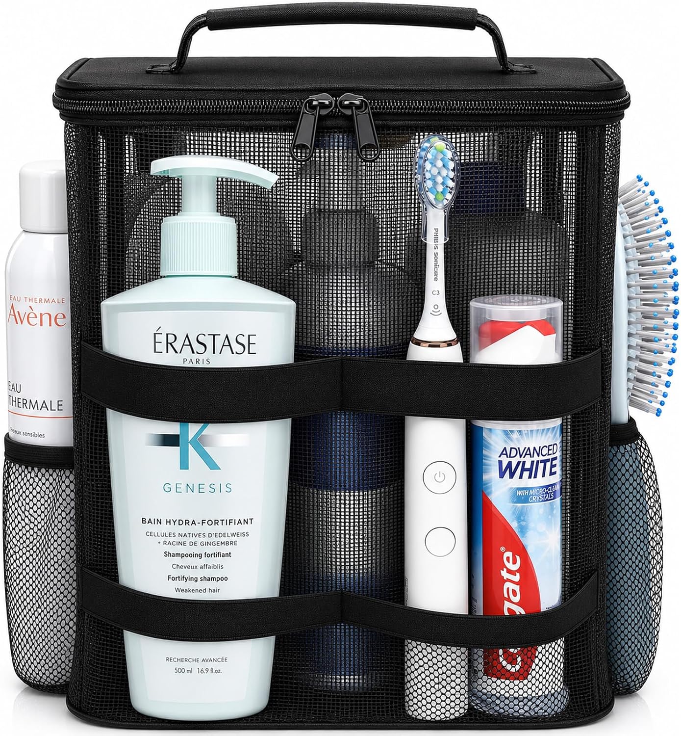 Aldernest Dorm Room Essentials for Guys Girls, Quick Dry Mesh Shower Caddy Portable, 0.23 kg, Black