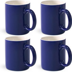 Ashenby 12 oz Cup Plain Gloss Blue Ceramic Coffee Mug Set of 4 for Milk, Tea, 1.41 kg, 12 oz, 3.15" W x 3.75" H