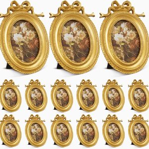 Aldernest 6 Pcs Gold Tiny Picture Frame 2.5 x 3.5 Inch Small Vintage Frames, 1.6 pounds, Classic Style