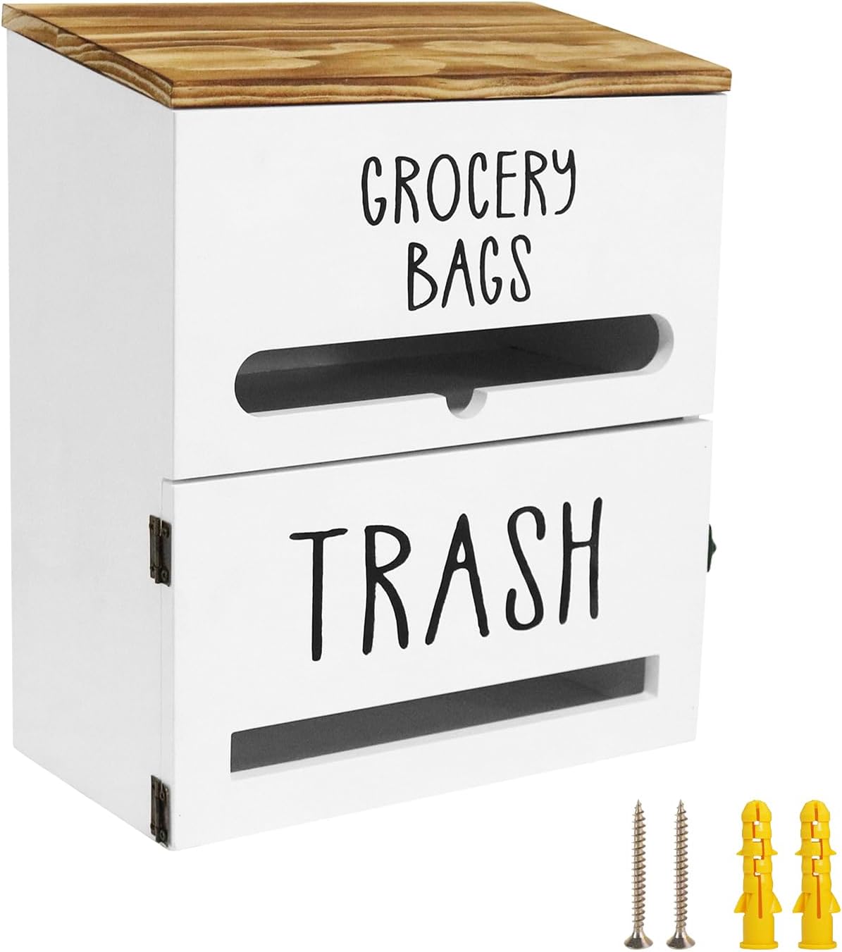 Aldernest 2 in 1 Trash Bag Dispenser, Double Wall Mounted, Wood Trash Bag Holder, 1.51 kg