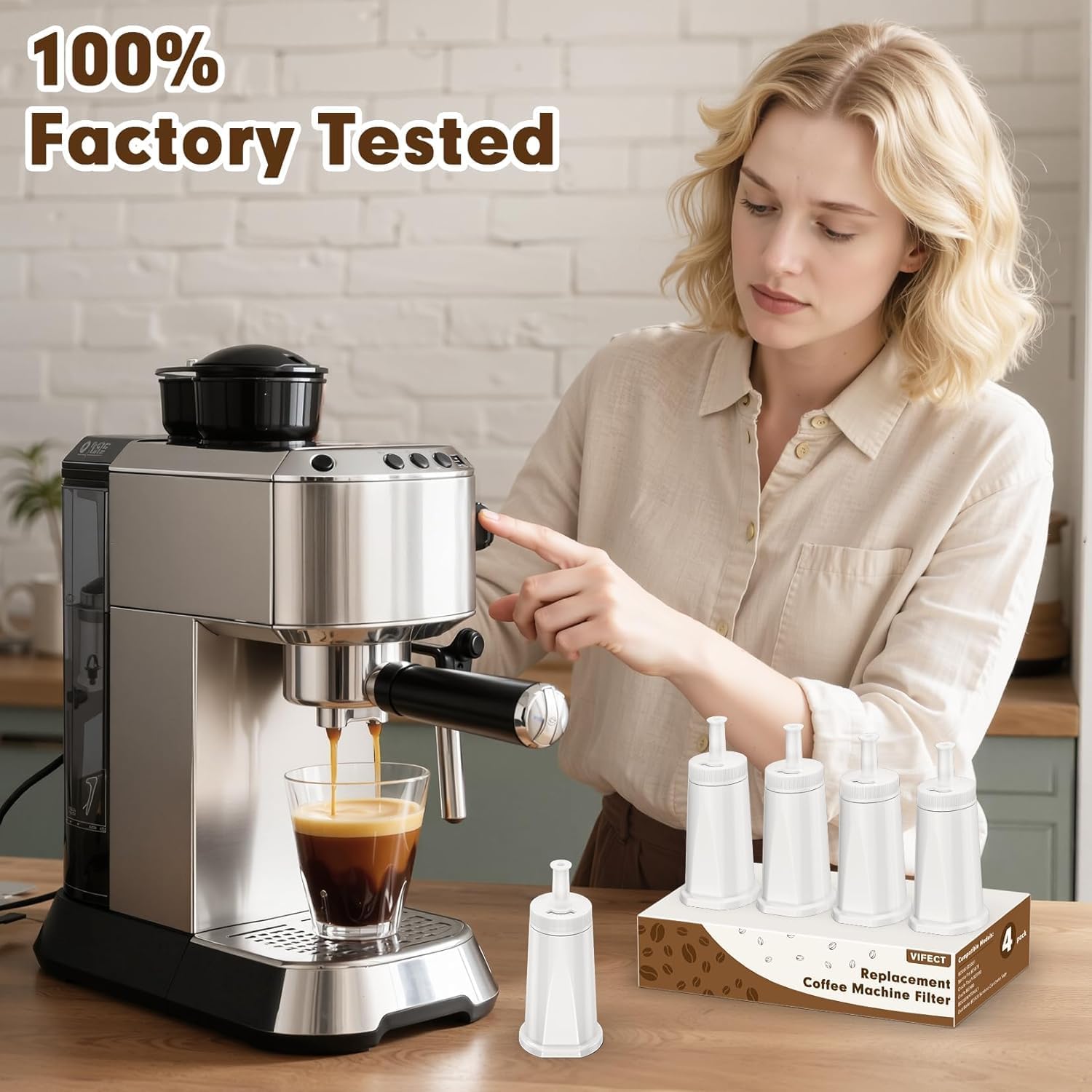 Ashenby 4 Pack Replacement Water Filter for Breville Barista Touch Espresso Machine, 10.8 ounces