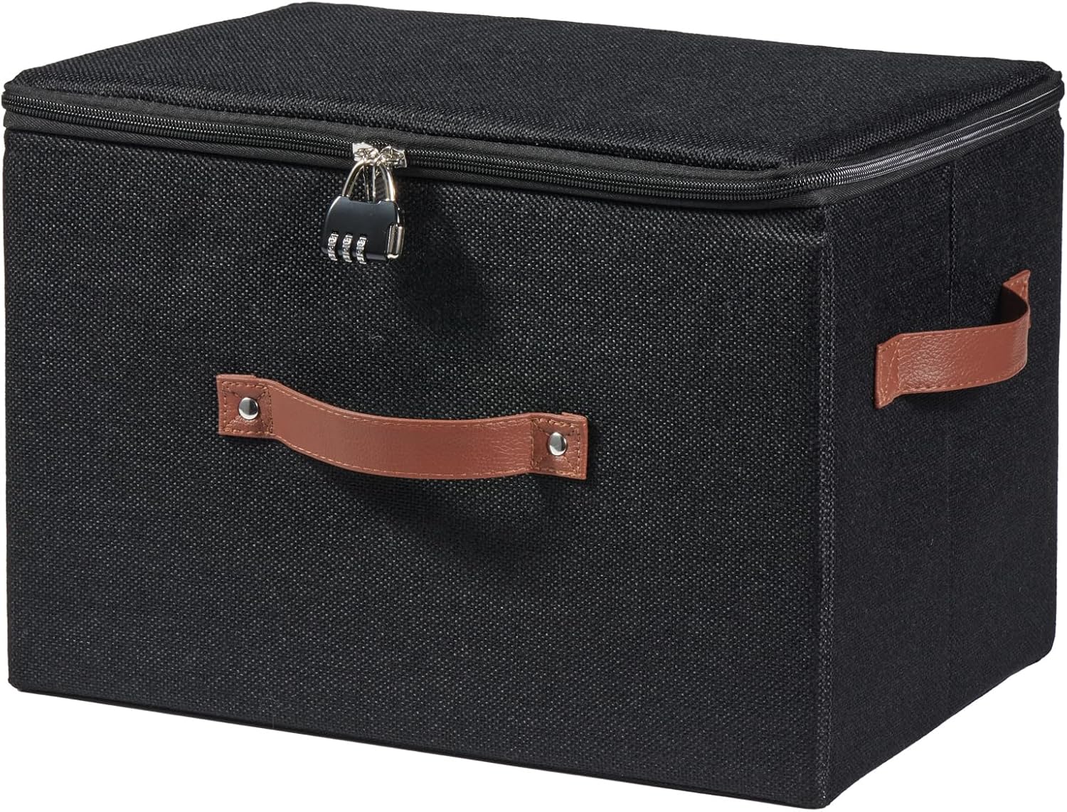 Aldernest Lockable Storage Bins Box with Zipper Lid Combination Lock, 0.53 kg, Black