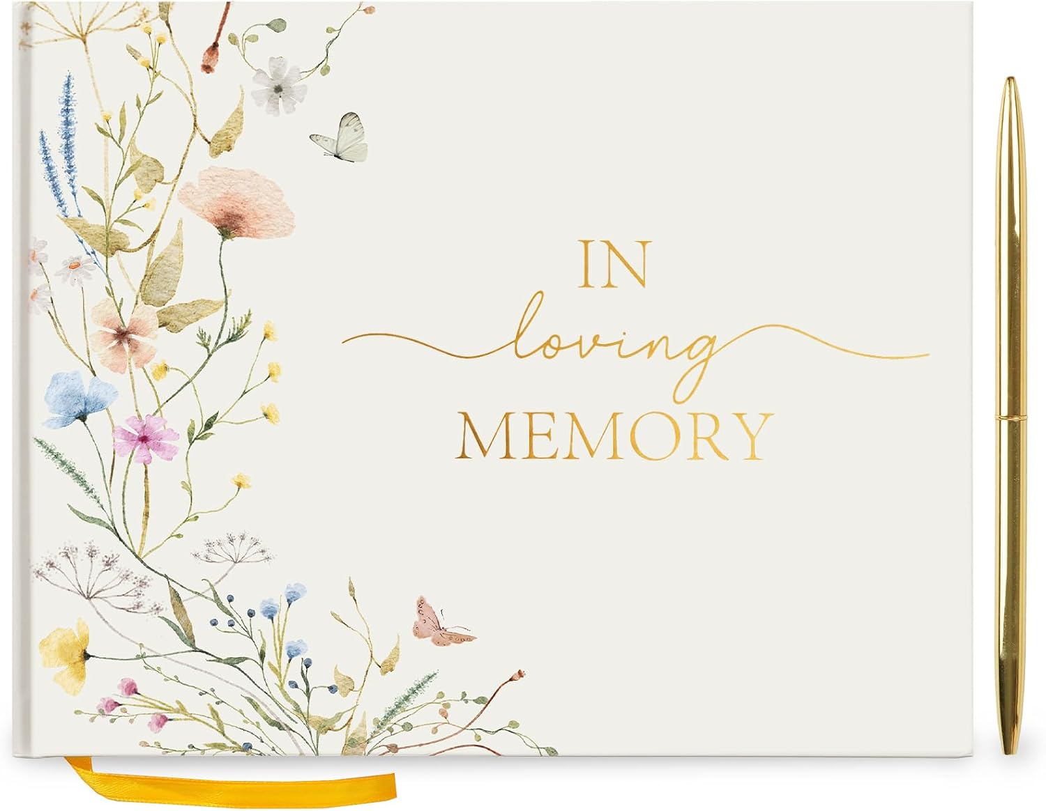 Aldernest Funeral Guest Book for Memorial Service, Celebration of Life Guest Book, 8 ounces