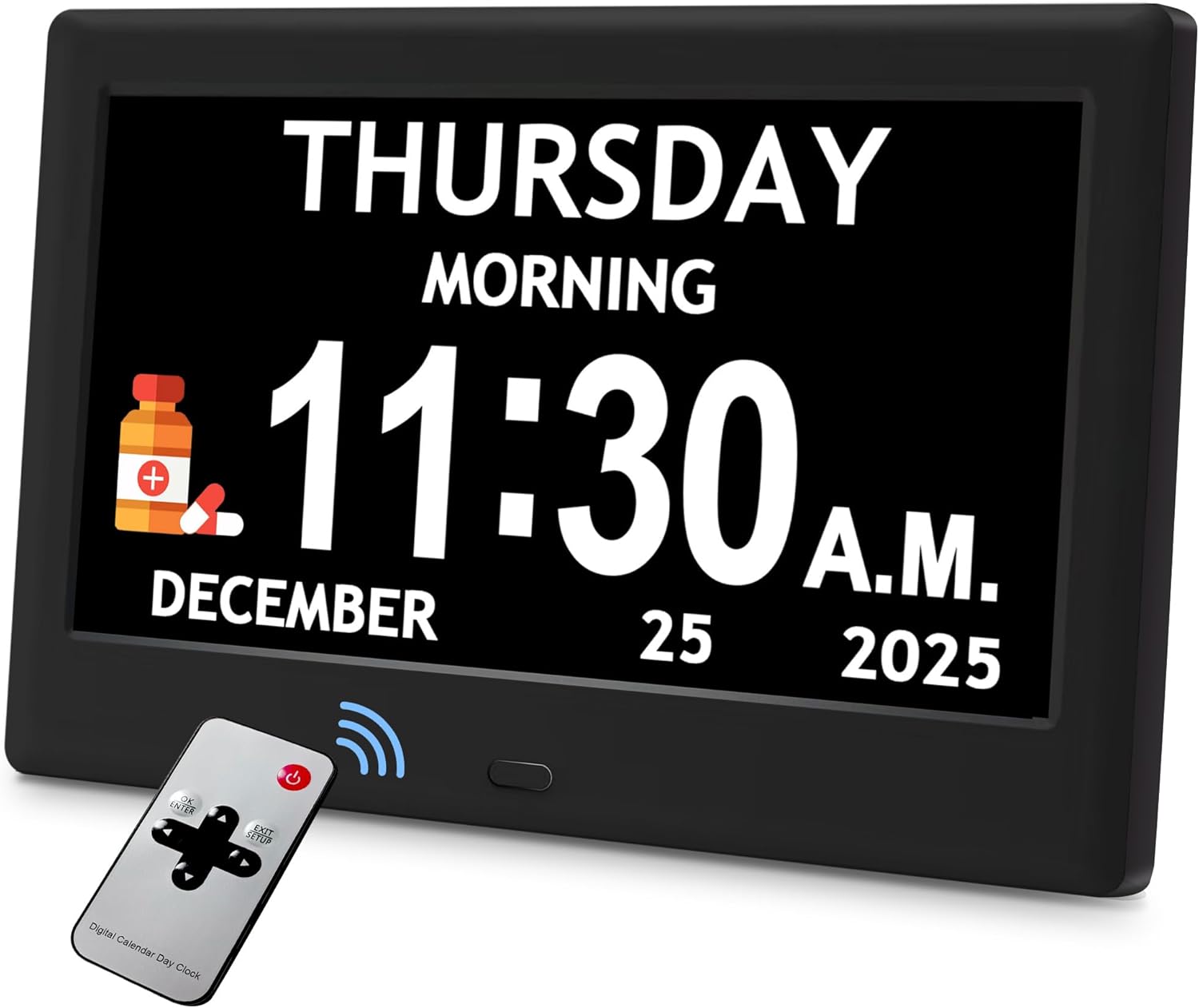 Aldernest 7'' Dementia Clocks for Seniors, Large Display Digital Clock with Date Time, 0.41 kg, Small