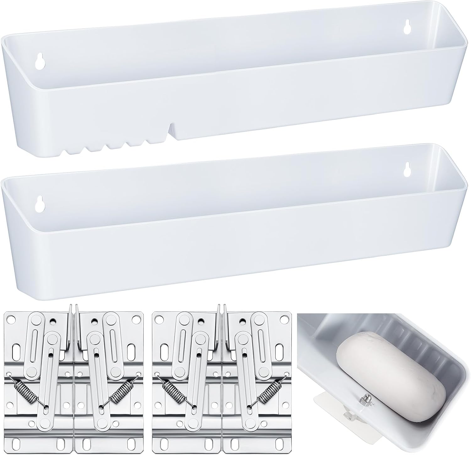 Aldernest 2 Pack 14" Sink False Drawer Tip Out Tray, 1.12 kg, White