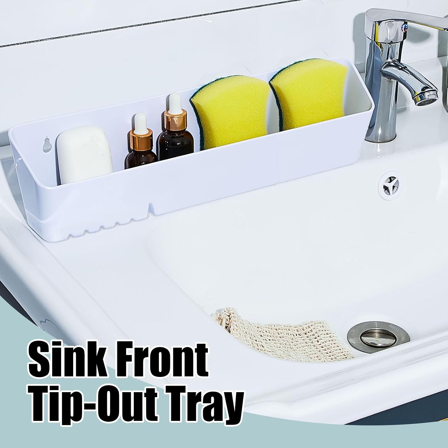 Aldernest 2 Pack 14" Sink False Drawer Tip Out Tray, 1.12 kg, White