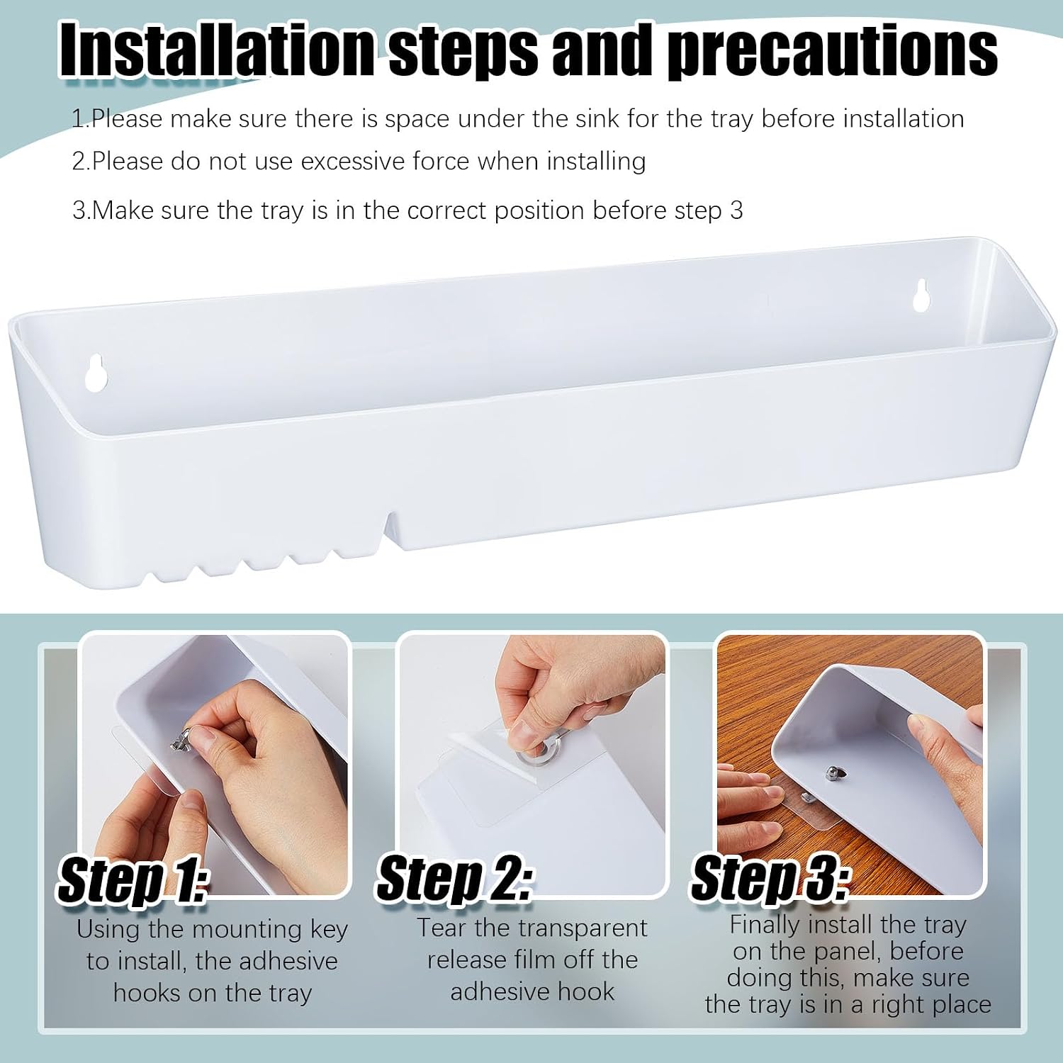 Aldernest 2 Pack 14" Sink False Drawer Tip Out Tray, 1.12 kg, White