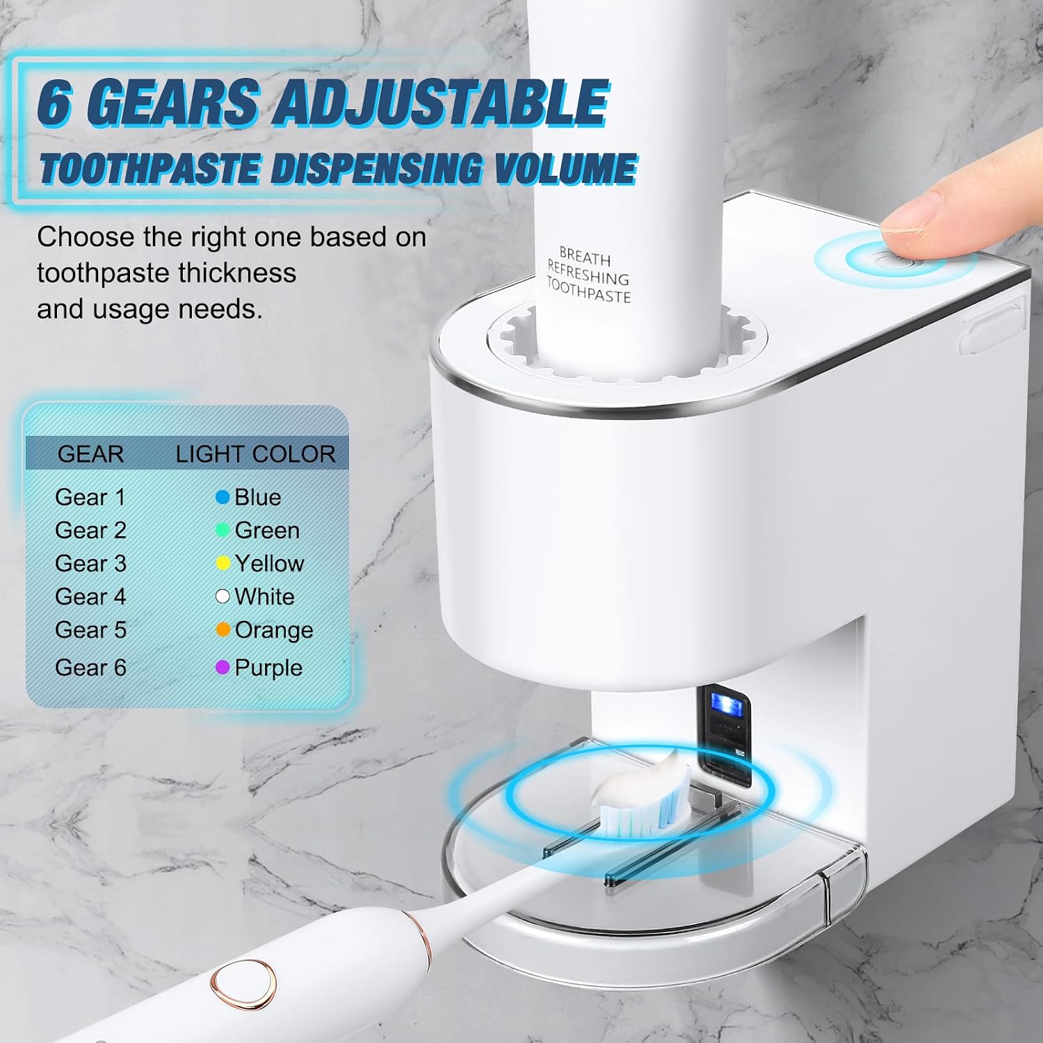 Aldernest Automatic Toothpaste Dispenser Wall Mounted - Smart Electric Toothpaste Squeezer with 6 Adjustable Levels, Replaceable Nozzle