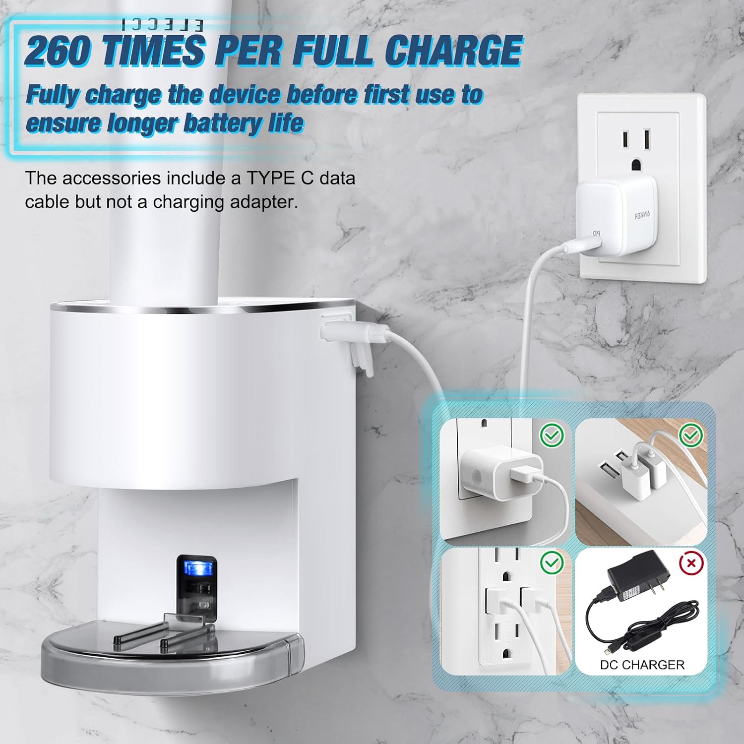 Aldernest Automatic Toothpaste Dispenser Wall Mounted - Smart Electric Toothpaste Squeezer with 6 Adjustable Levels, Replaceable Nozzle