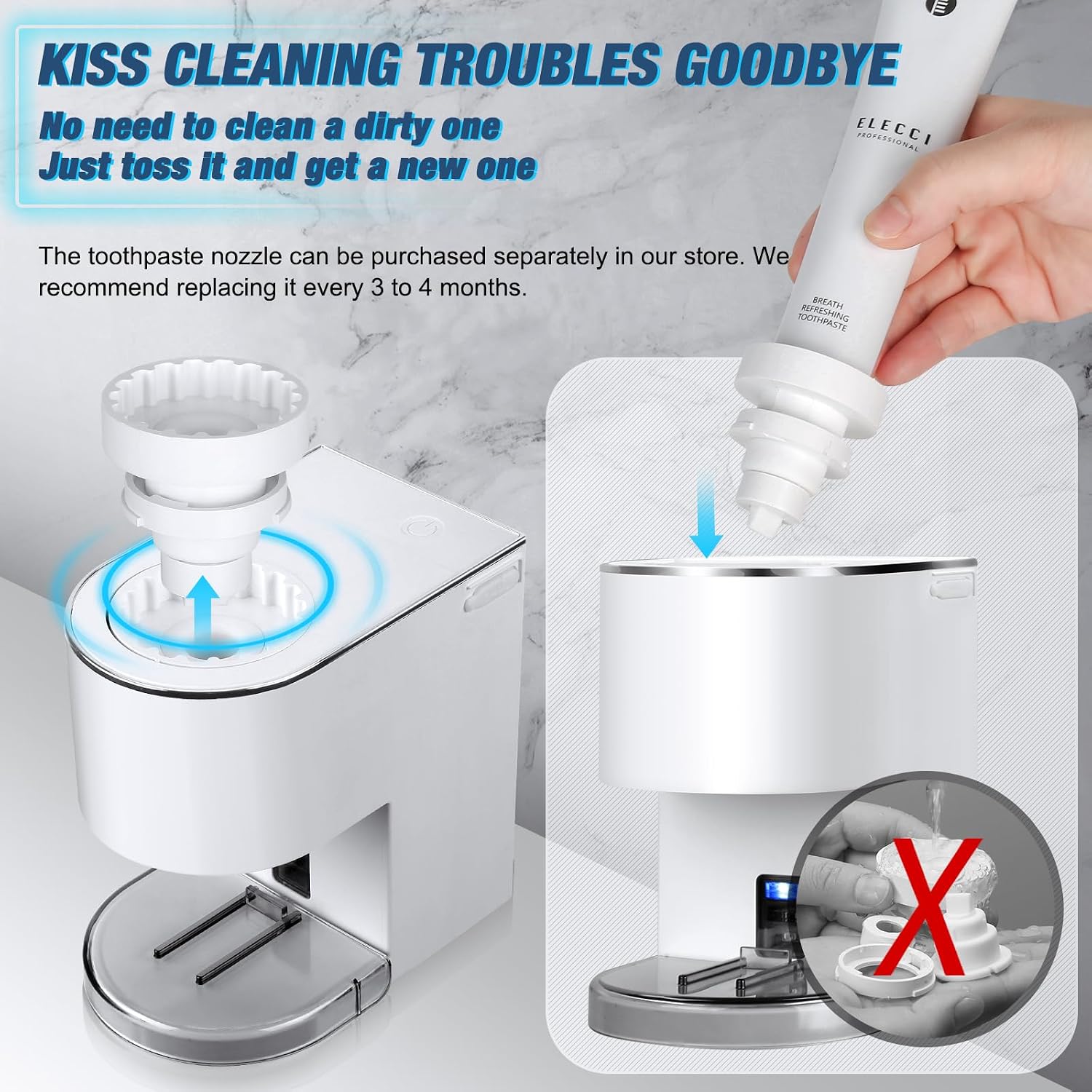 Aldernest Automatic Toothpaste Dispenser Wall Mounted - Smart Electric Toothpaste Squeezer with 6 Adjustable Levels, Replaceable Nozzle