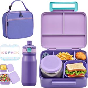 Aldernest Bento Lunch Box for Kids with 8oz Soup Thermo, 1.52 kg, Purple