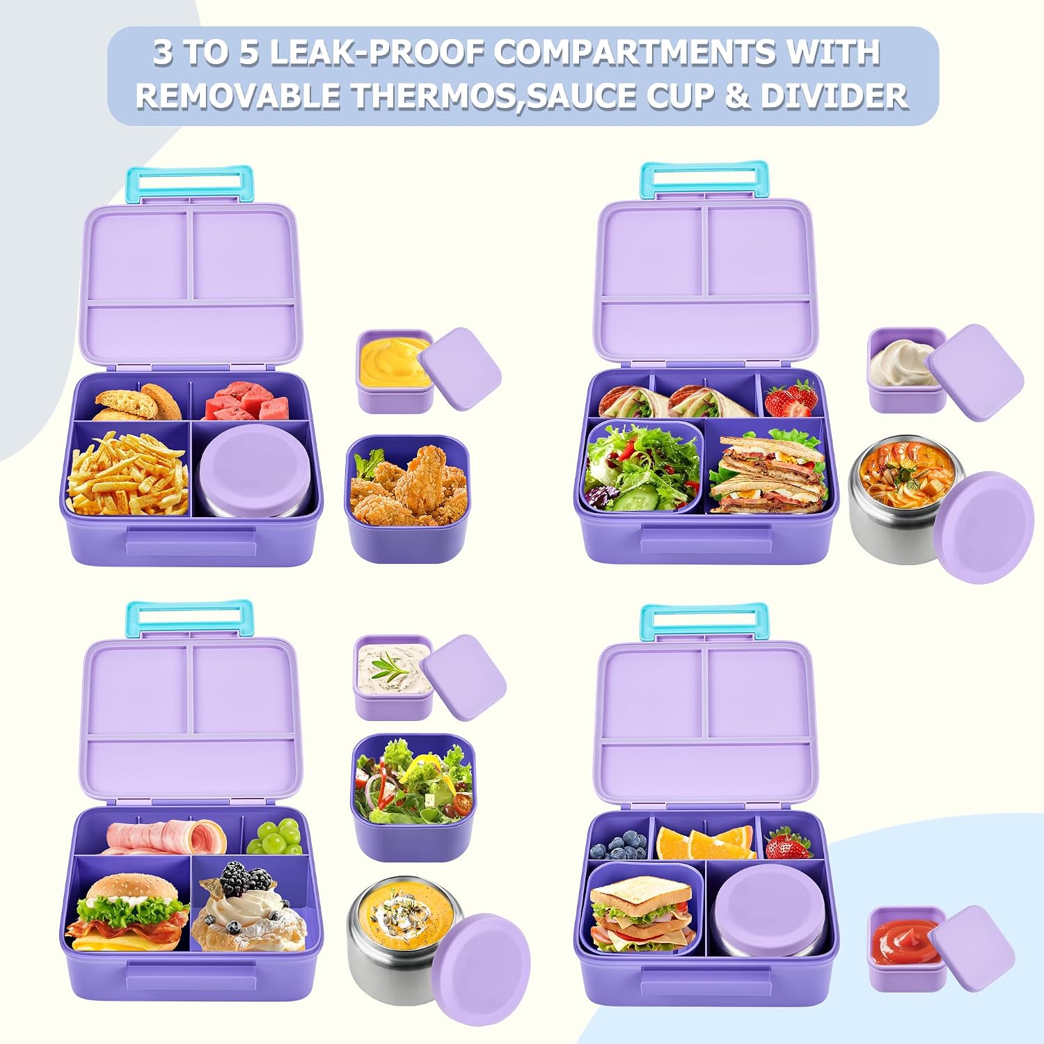 Aldernest Bento Lunch Box for Kids with 8oz Soup Thermo, 1.52 kg, Purple