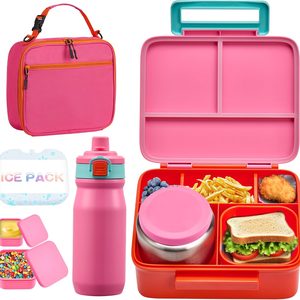 Aldernest Bento Lunch Box for Kids with 8oz Soup Thermo, 1.52 kg, Pink
