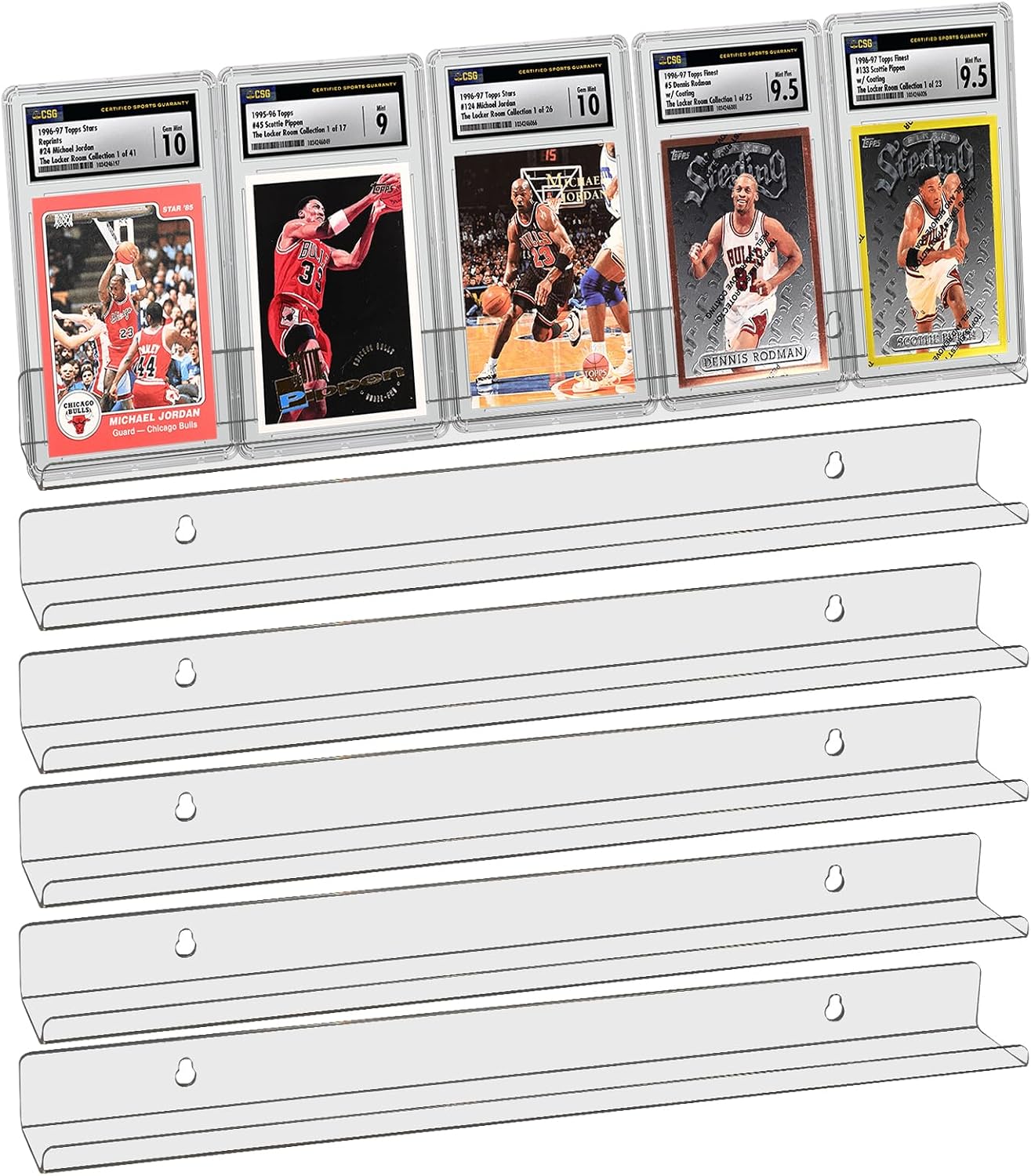 Aldernest 6 Sport Card Wall Display Shelf Rack for PSA SGC BGS Graded Trading Slabs