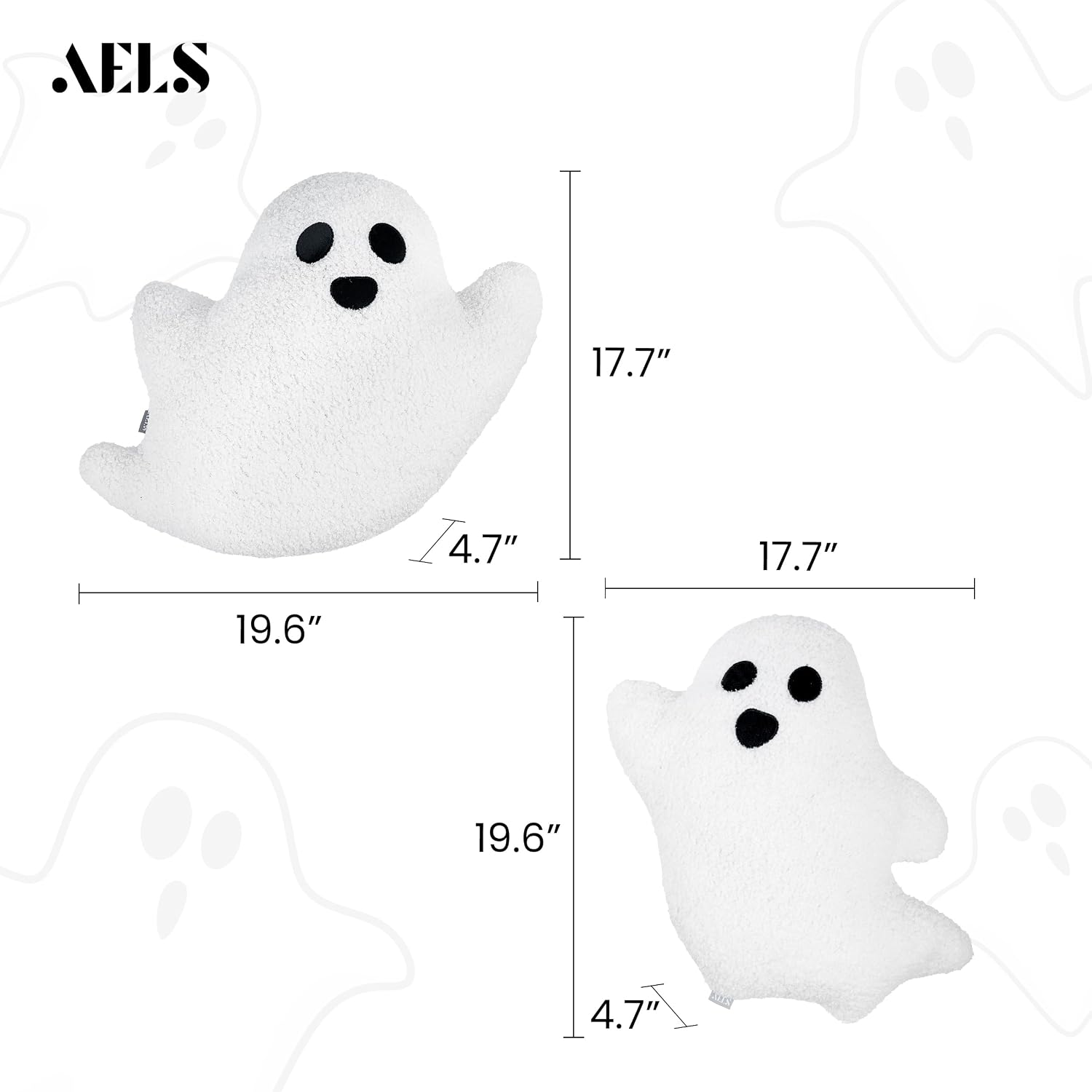 Aldernest 19.6" Ghost Decorative Throw Pillow Set of 2, 0.75 kg, 19.6" x 17.7"