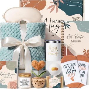Ashenby Get Well Gifts Basket for Women After Surgery Recovery Cancer Care Package, 1.67 kg, 39x59 Inch, 12 Ounce, Dusty Blue, 11 Count