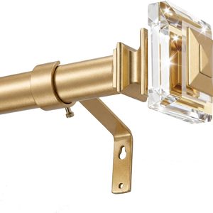 Aldernest Adjustable Curtain Rods 46-148", 1" Diameter Gold Metal Single Window Rod, 72 Count