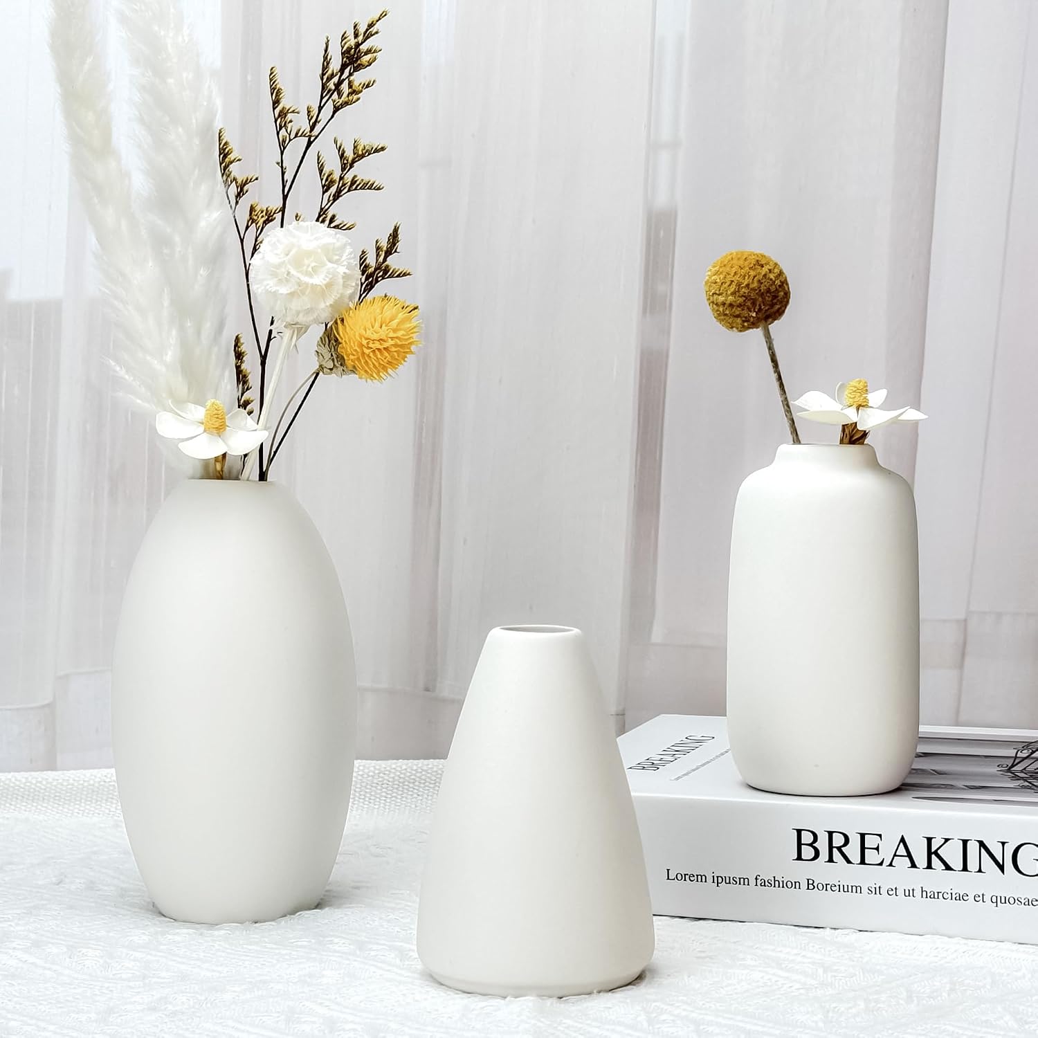 Aldernest White Vases Set of 10, 2.09 kg