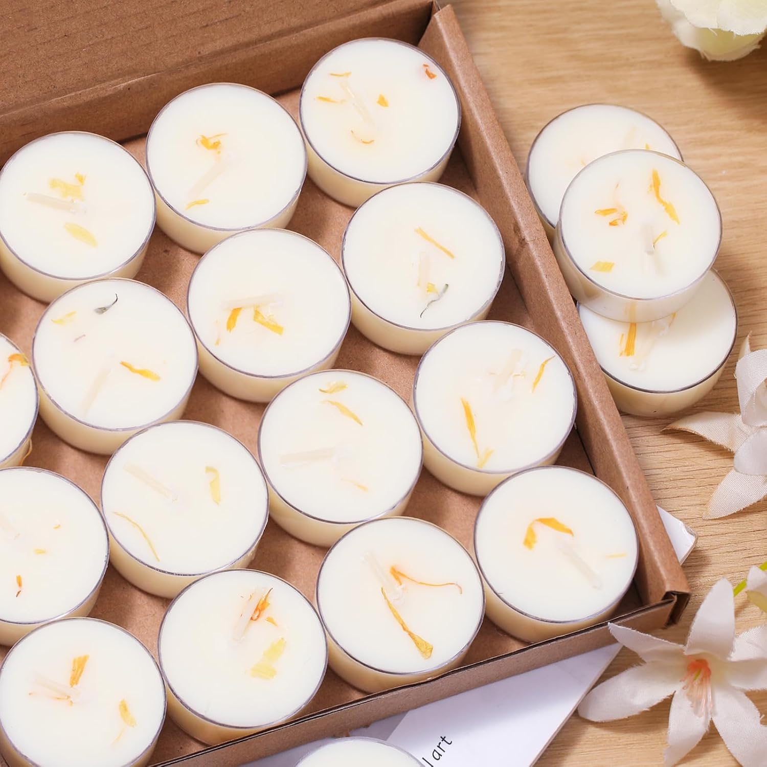 Birchmont 48Pcs Vanilla Scented Tealight Candles, Palm Wax White Tea Lights, 15.68 ounces