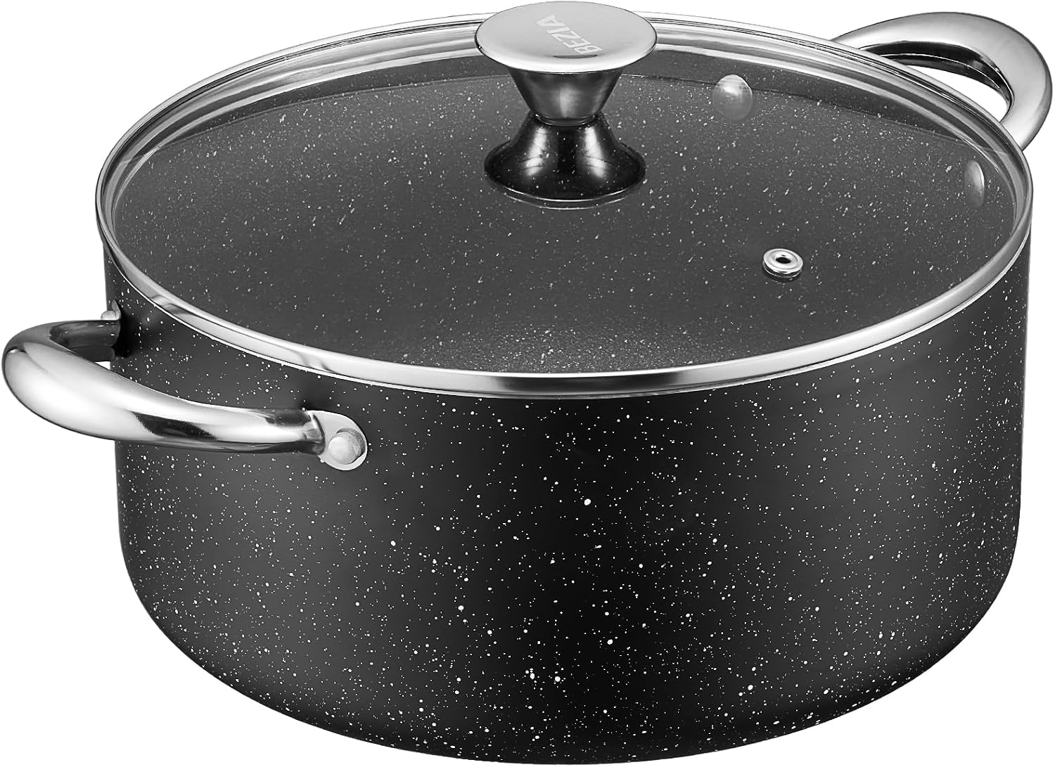 Ashenby 6 Quart Nonstick Stock Pot with Lid, Induction Cooking Pot for Soup, 2.04 kg, 6.3 Quarts, Black