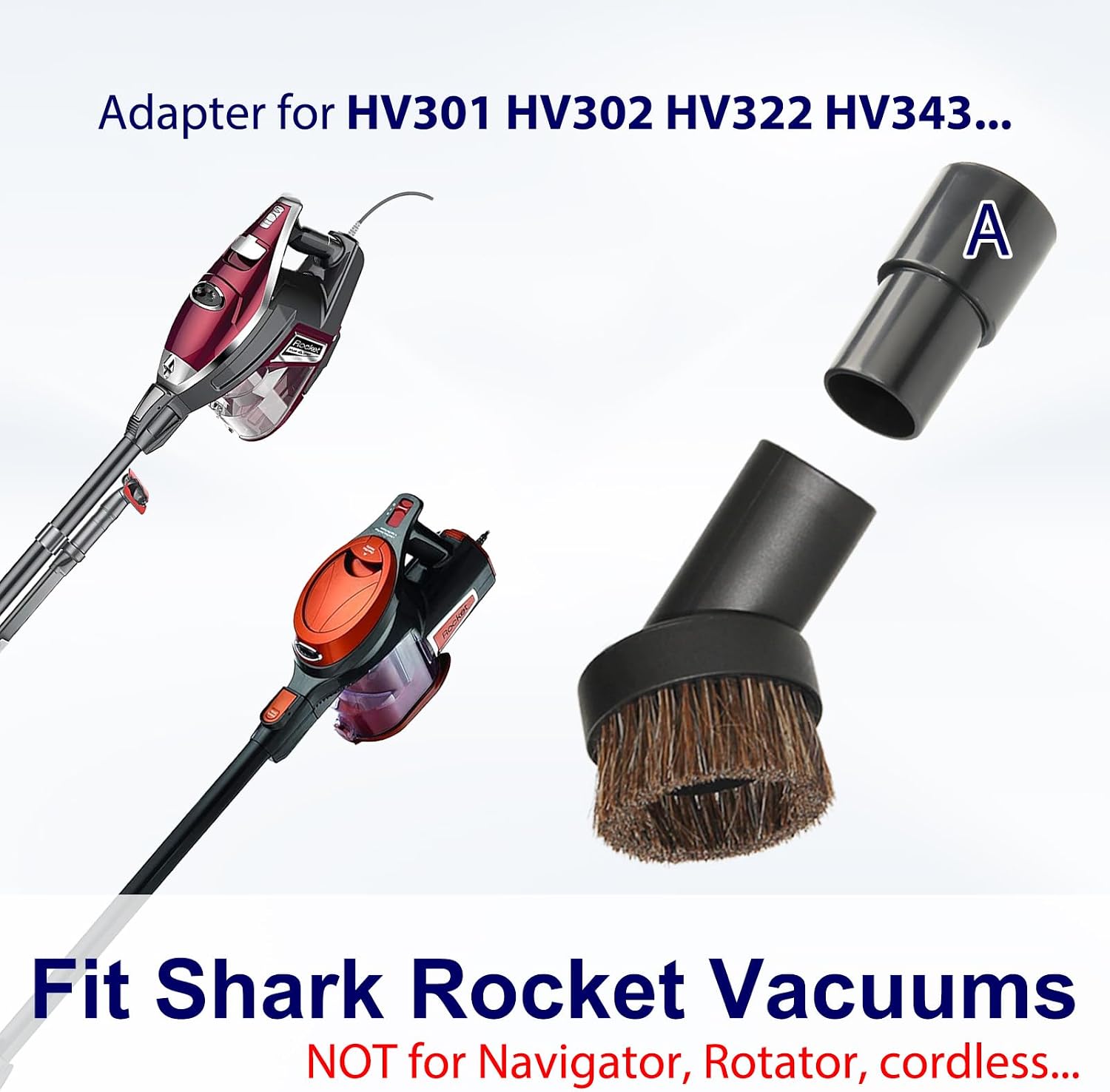 CozyWick Vacuum Attachments Compatible with Shark Corded Rocket HV301 HV322 HV343 Series, Vacuum Accessories, 1-1/4", 1-3/8", Black