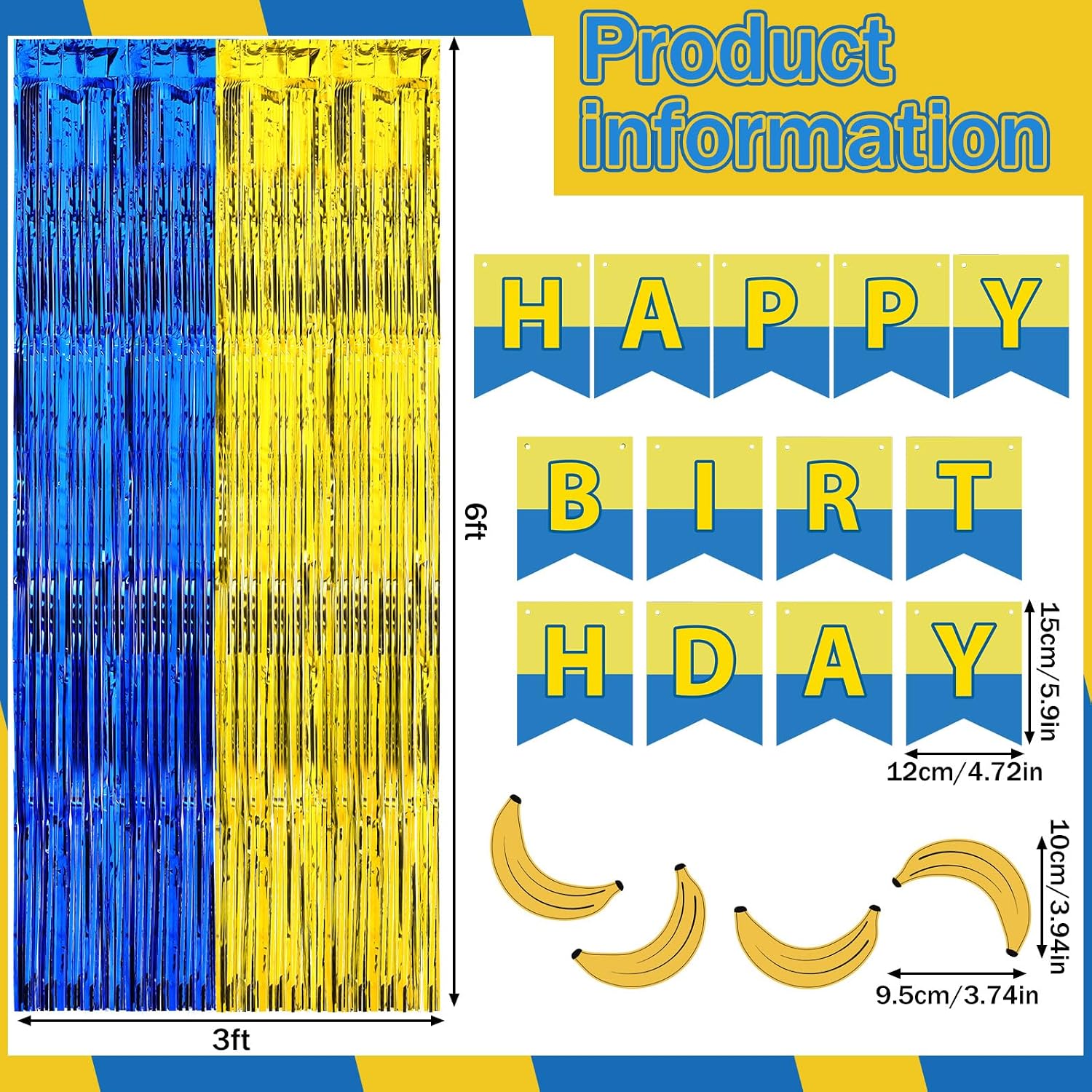 Rowanmere 39 Pcs Birthday Party Decorations, Banana Cartoon