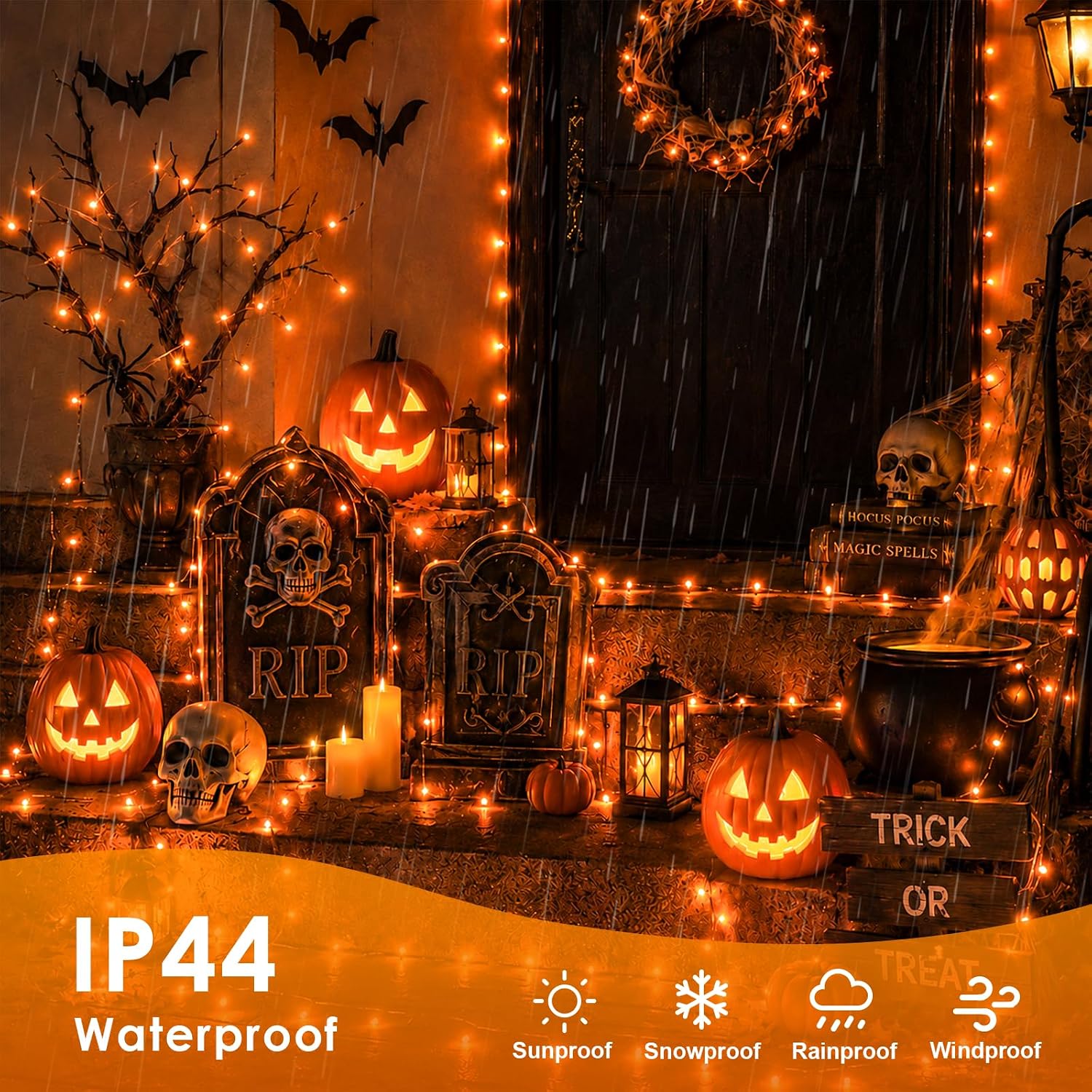 NestoraHome Halloween Lights Battery Operated, 0.33 kg, Orange