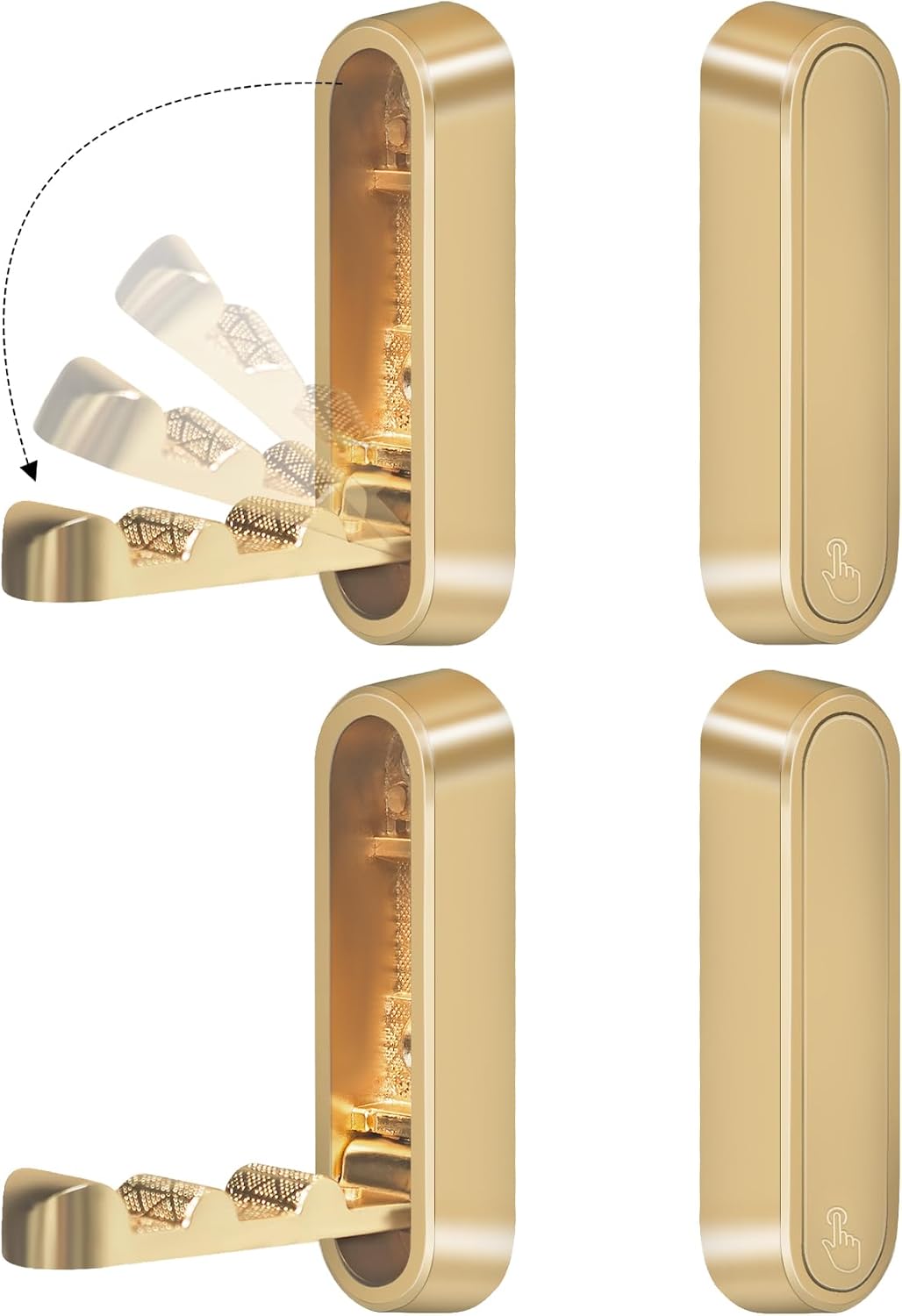 HomeNestly 4PCS Foldable Wall Hooks, Heavy Duty Zinc Alloy Flip-Down Coat Hooks with Screw Mount, Gold