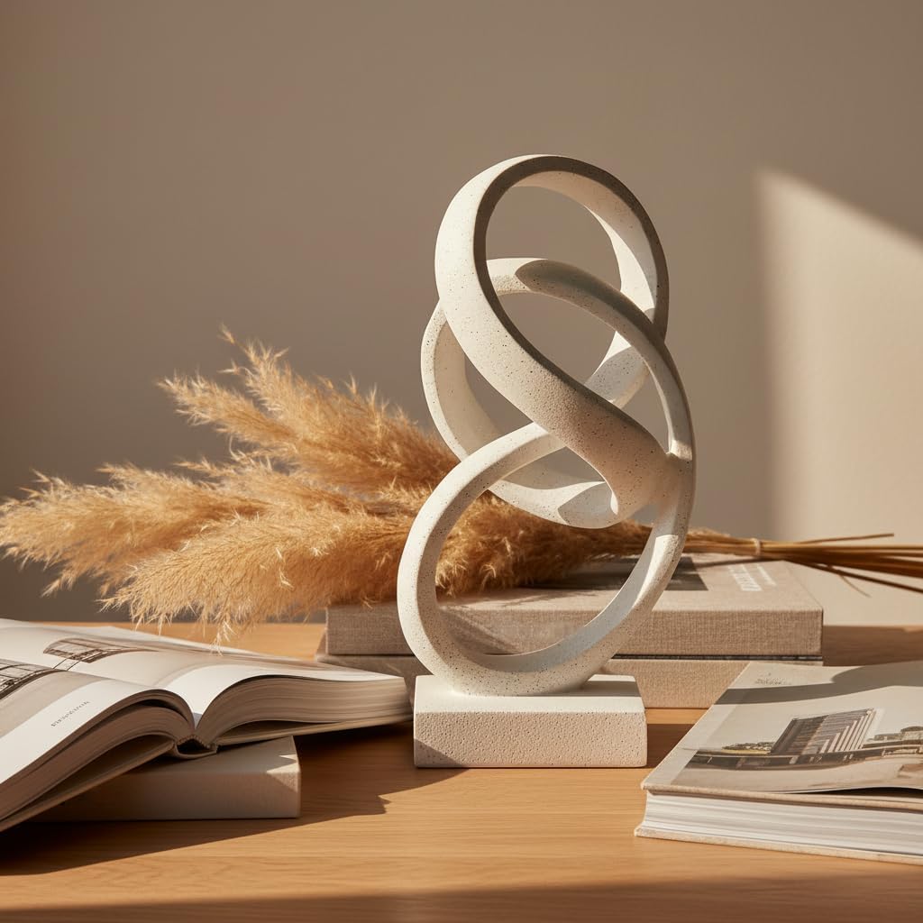 Aldernest 10" Modern Abstract Ribbon Decorative Sculpture, Knot Sculptures, Home Decor