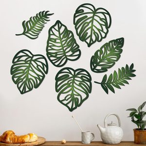 Rowanmere 7 Pcs Wooden Tropical Wall Decor, Monstera Jungle Wall Art, Green, 14.4 ounces, 4.72-8.27 x 9.65-10.24 inches