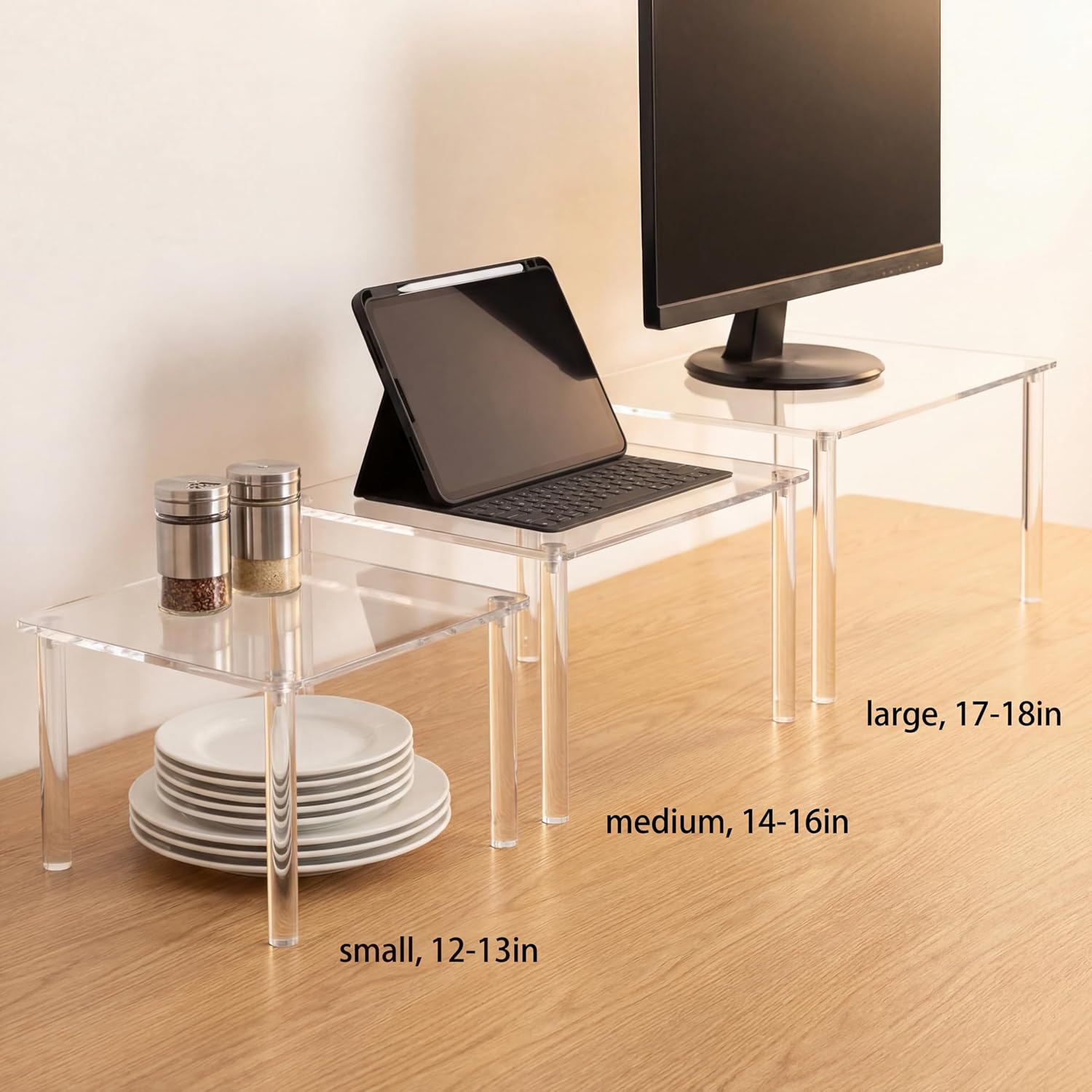 Aldernest 16 Inch Acrylic Risers Display Stands 4-leg Plant Stand, 2.5 pounds