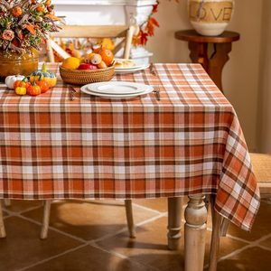 Ashenby 55x55 Inch Thanksgiving Tablecloth - Rust Tartan Square Table Cover, 0.31 kg