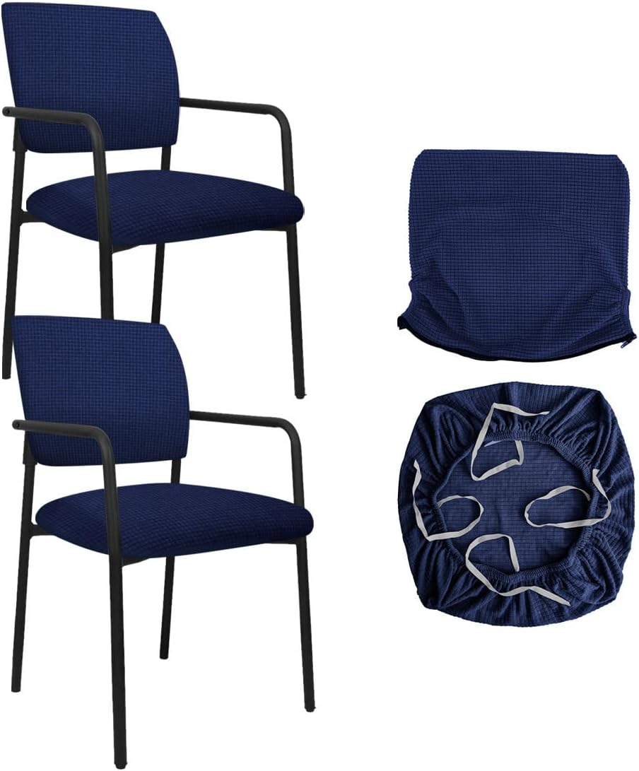 Barleyfield Stretch Office Guest Chair Cover 2-Piece Split Protective Armchair Slipcover Jacquard Chair Cover with Arms for Office Reception School
