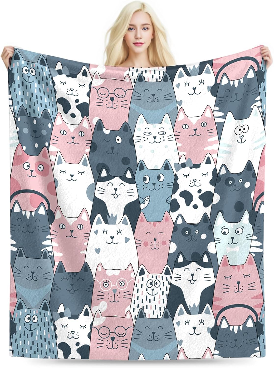 Barleyfield Cat Blanket, Cats Gifts for Girls Women, Cat Gift for Cats Lovers, 0.58 kg, 50"X60"