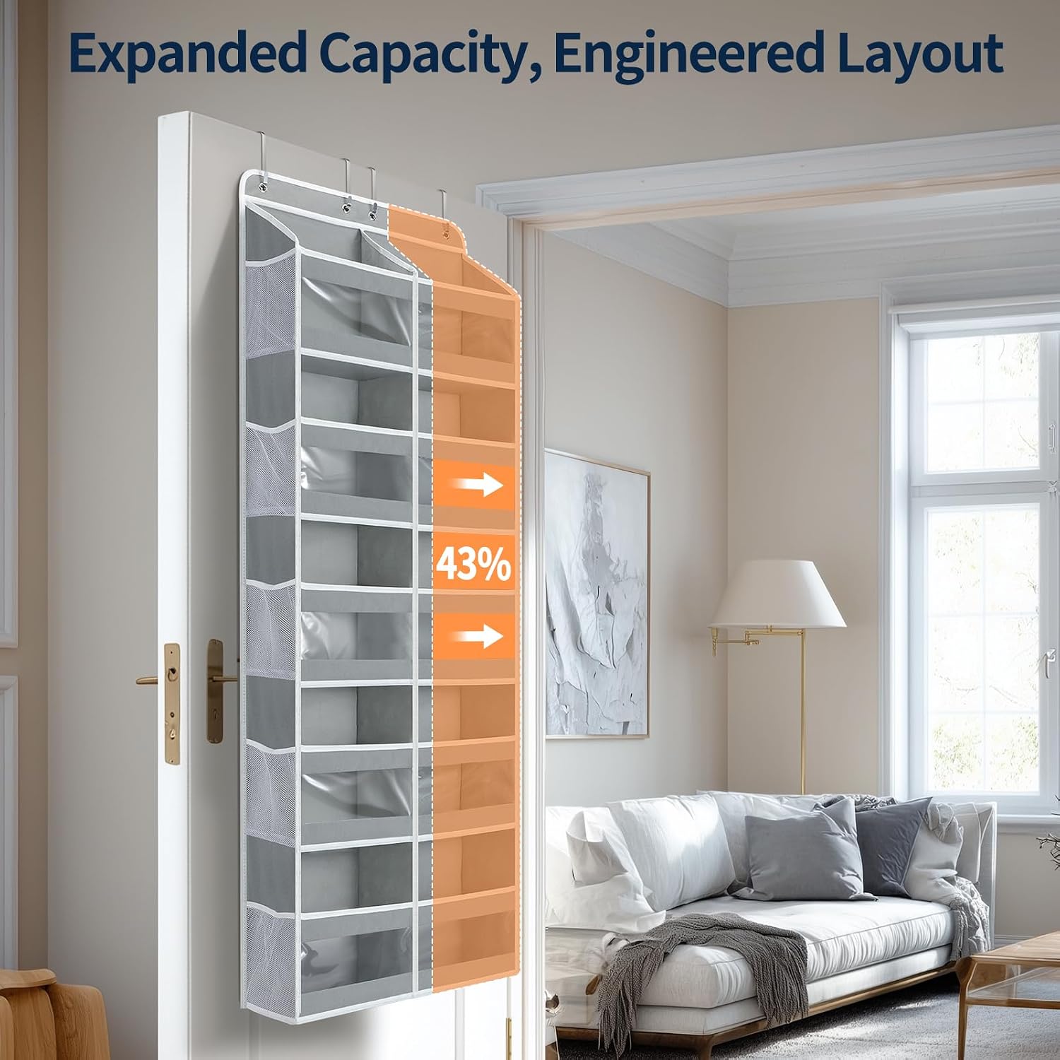 Aldernest 5-Tier Over The Door Organizer Dual-Column, 0.99 kg, Grey