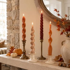 Ashenby 4 Pcs Twisted Taper Candles, 7.87 Inch, Pure, Fall Color