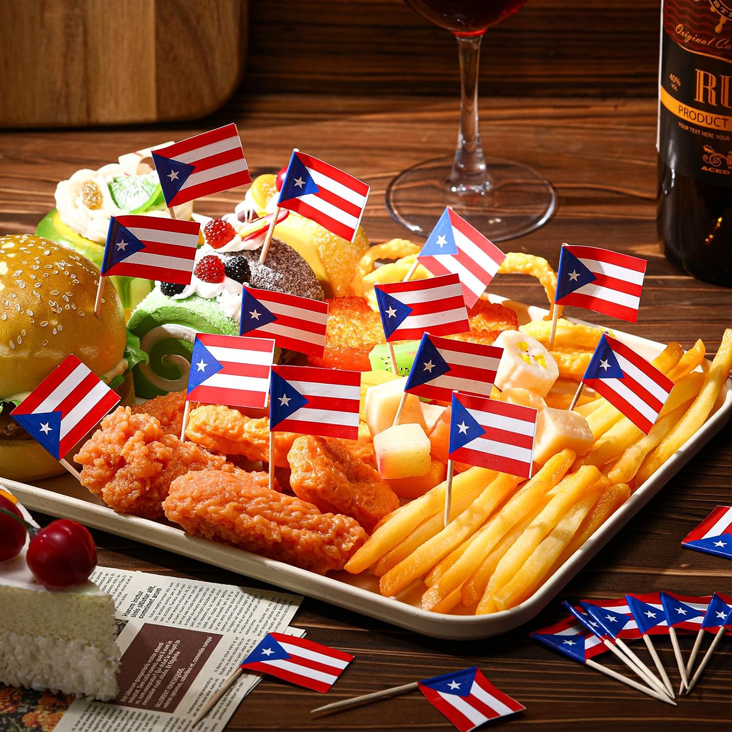 Aldernest 1000 Pcs Puerto Rico Toothpick Flags, Puerto Rican Flag Toothpicks, Stick: about 6.5 cm