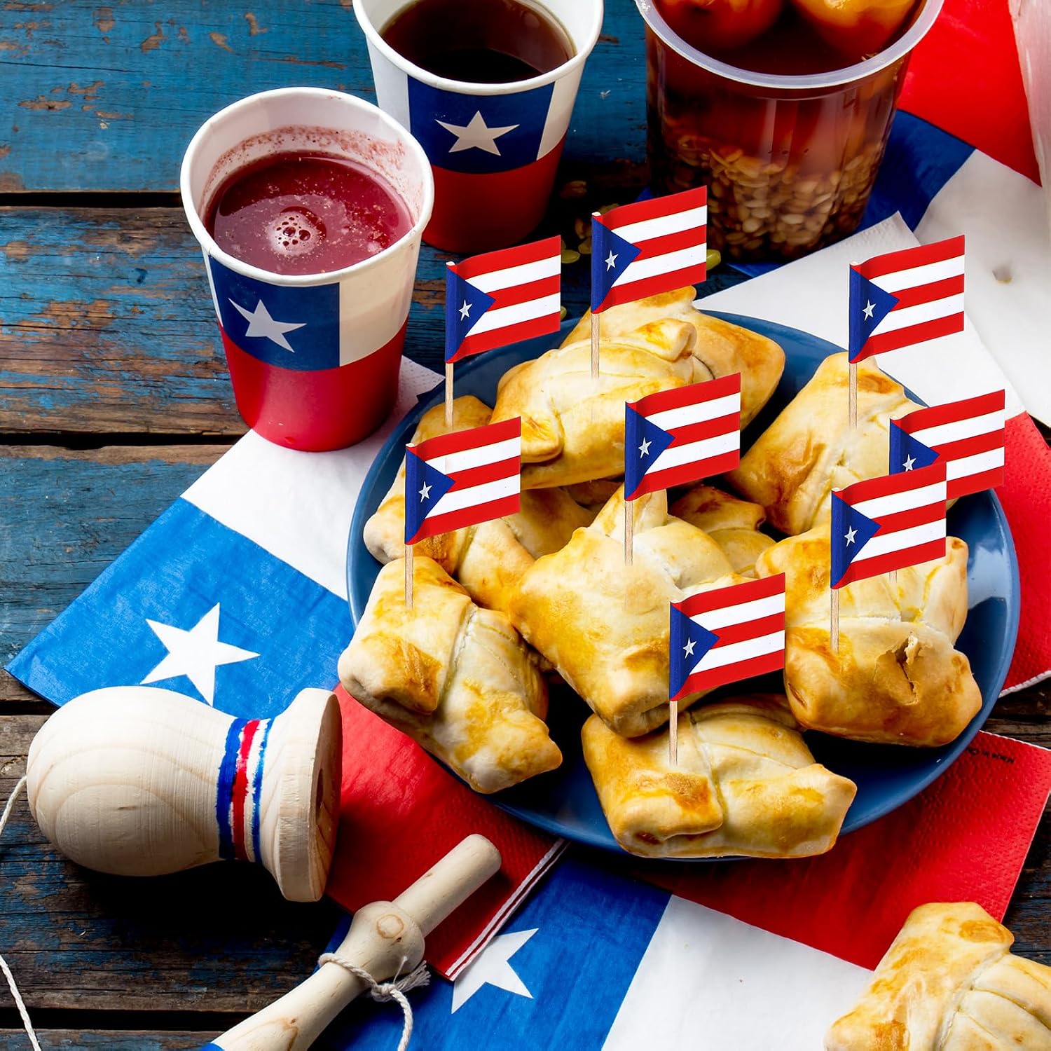 Aldernest 1000 Pcs Puerto Rico Toothpick Flags, Puerto Rican Flag Toothpicks, Stick: about 6.5 cm