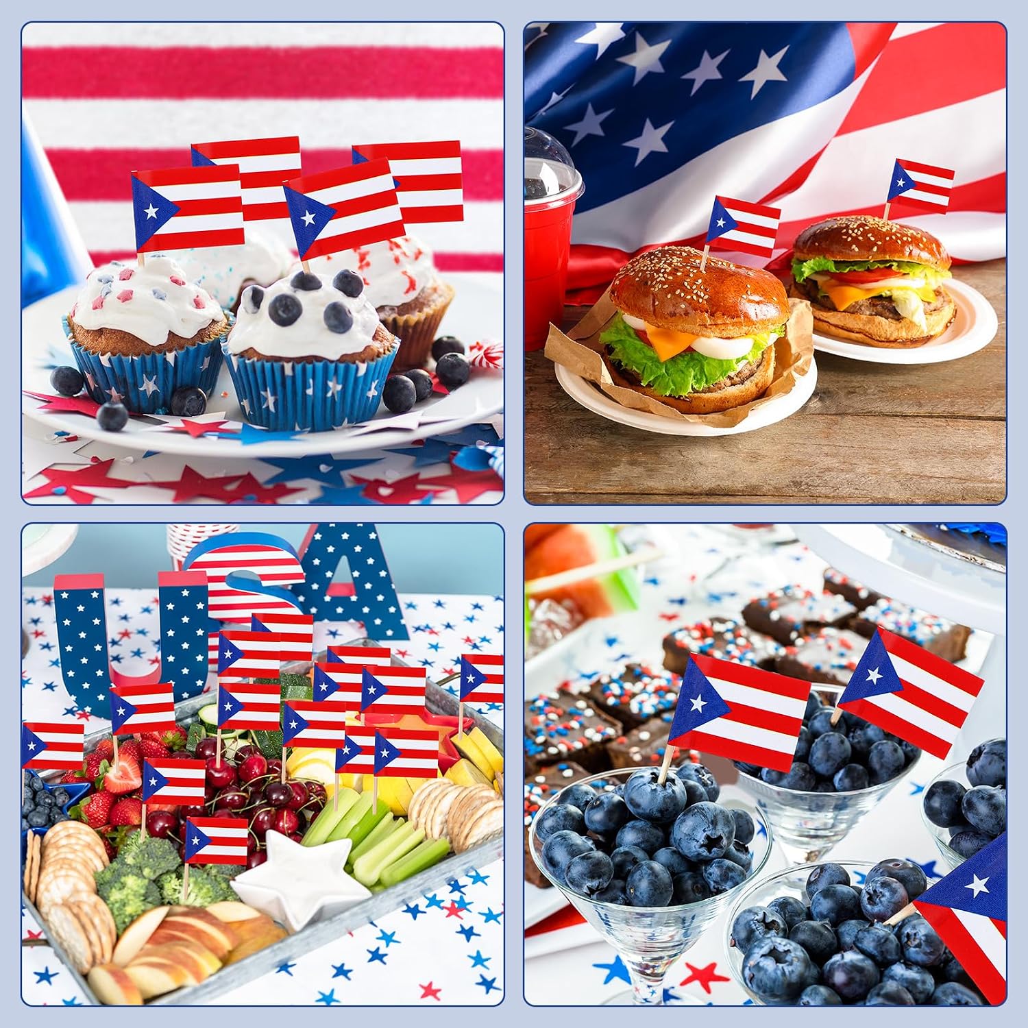 Aldernest 1000 Pcs Puerto Rico Toothpick Flags, Puerto Rican Flag Toothpicks, Stick: about 6.5 cm