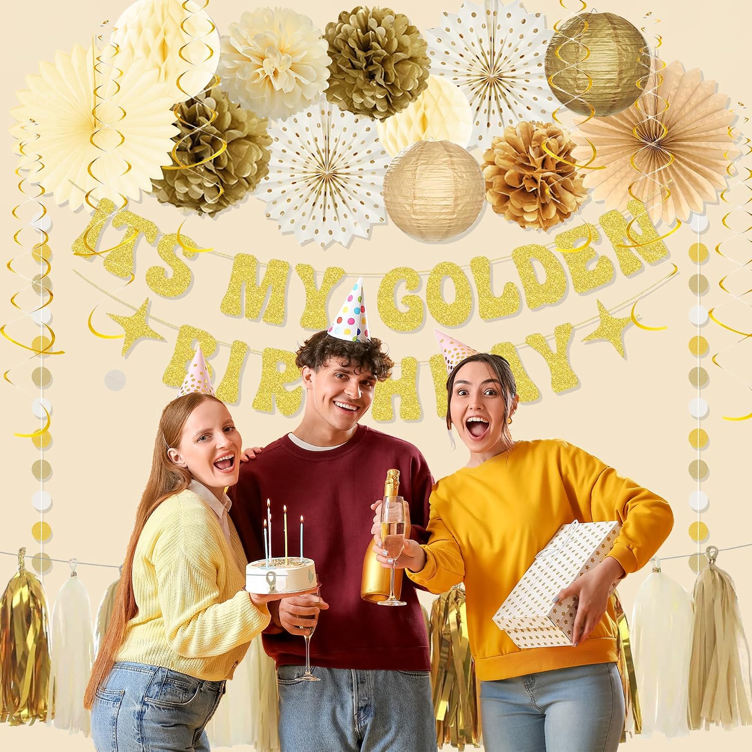 Aldernest Golden Birthday Party Decorations, Glitter It's My Golden Birthday