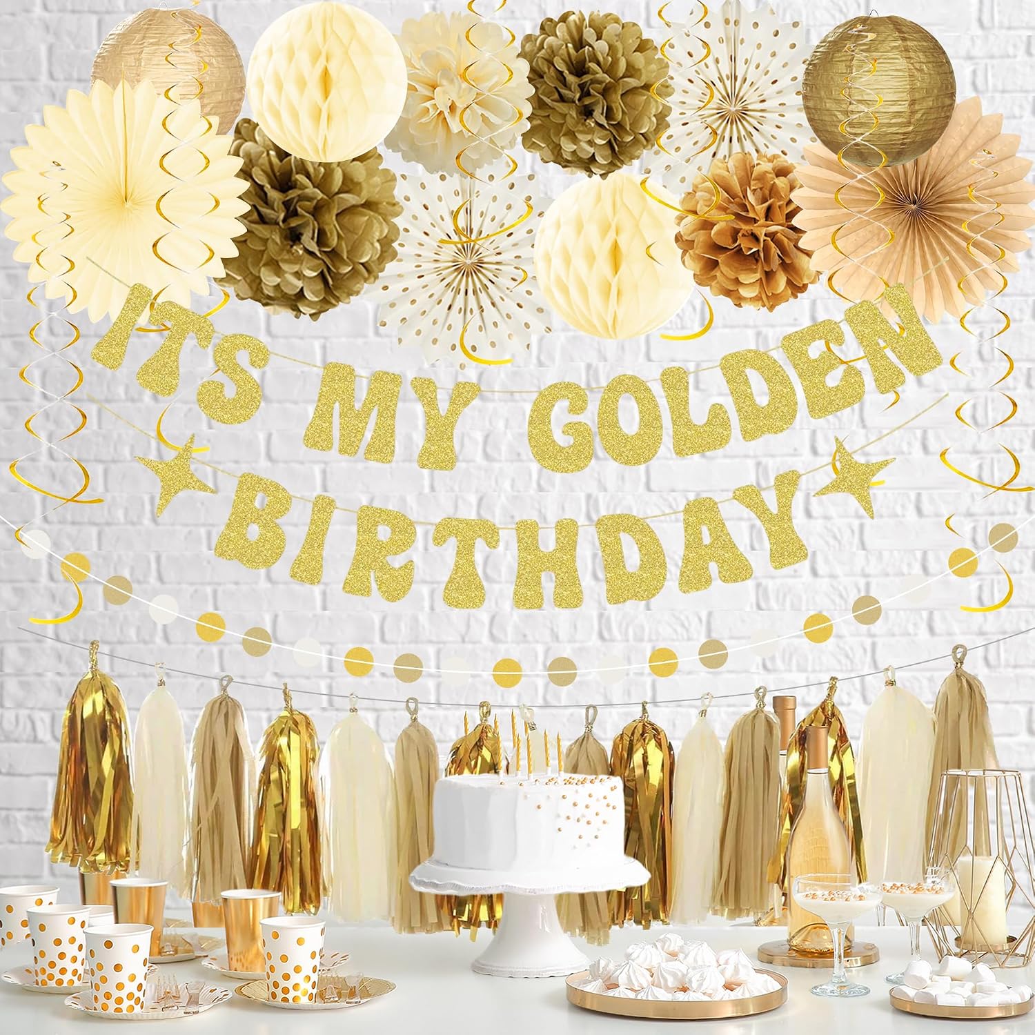 Aldernest Golden Birthday Party Decorations, Glitter It's My Golden Birthday